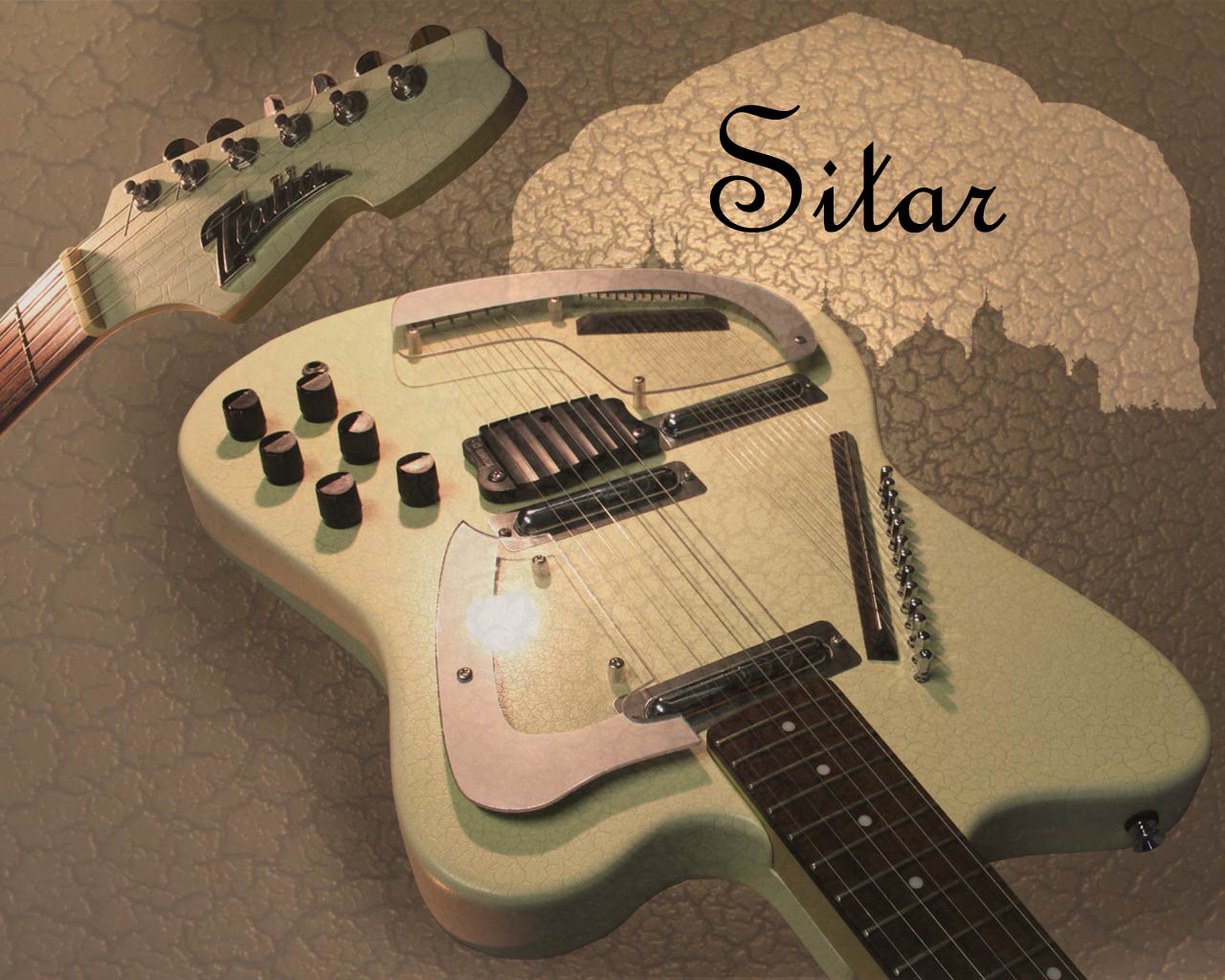 Guitar wallpaper, Italia Moderna Electric Sitar
