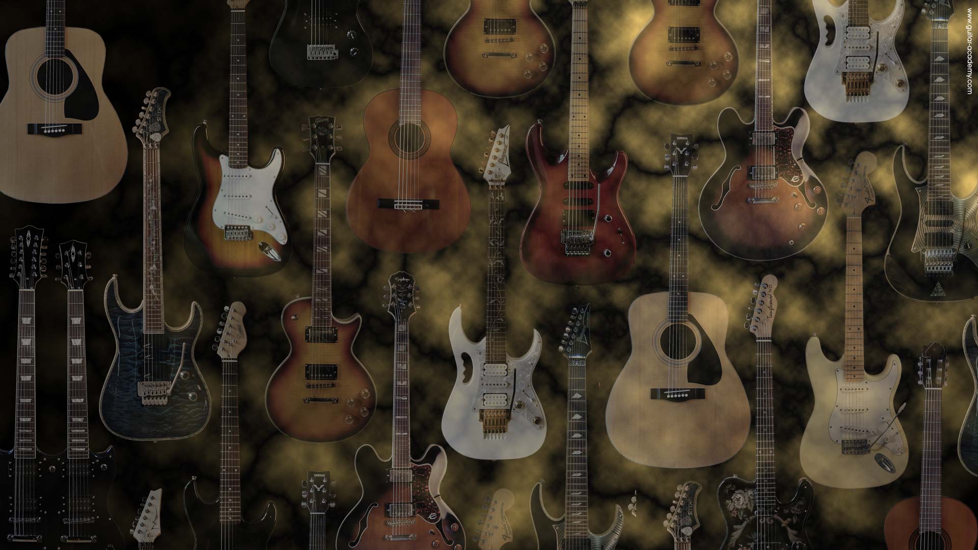 Widescreen wallpaper, acoustic and electric guitars