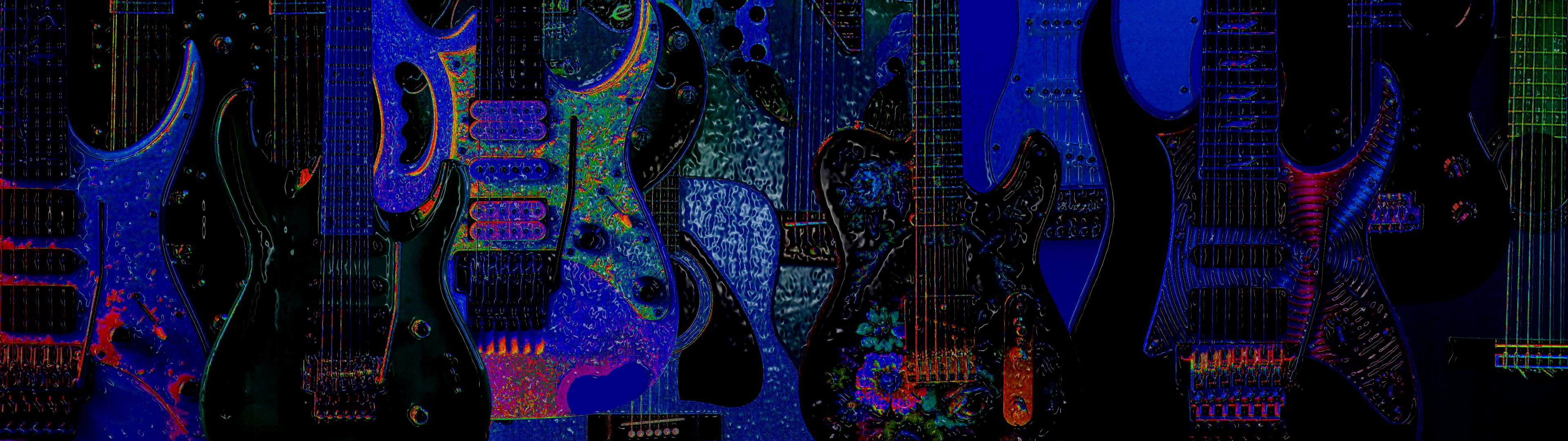 Trippy guitars dual monitor widescreen wallpaper