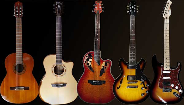 electic and acoustic guitars